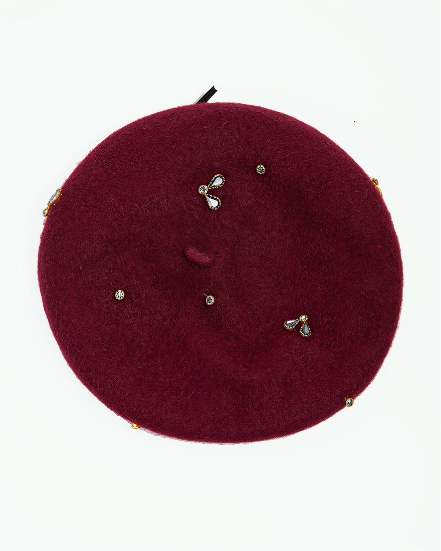 Берет со стразами в винном цвете www.EkaterinaSmolina.ru