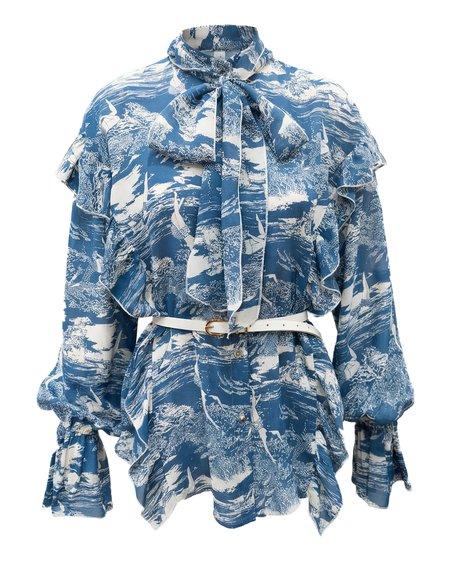 Блуза в принт «Купальщицы»