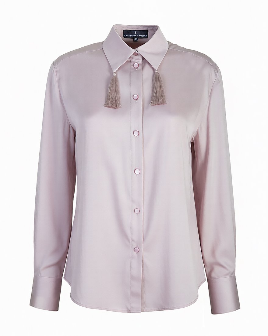 Блуза со съемным шнурком и кистями, цвет «Розовые лепестки» www.EkaterinaSmolina.ru