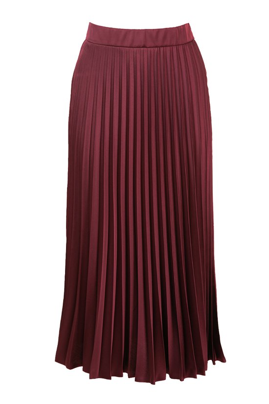 Юбка-гофре из атласной ткани, цвета бургунди