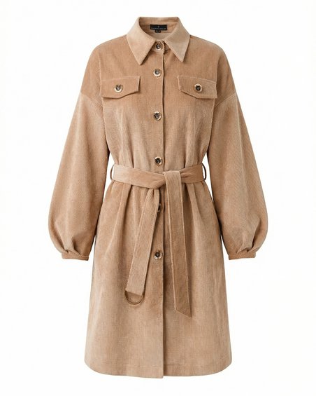 Тренч из вельвета, цвет «Крем брюле»