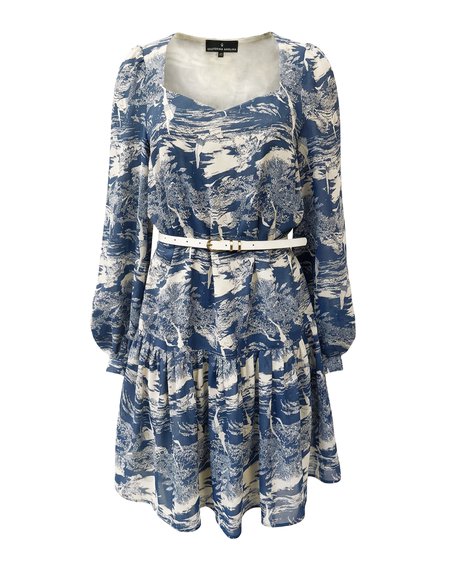 Платье с воланами в принт «Купальщицы», вискоза