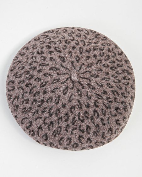 Берет в леопардовый принт, бежевый