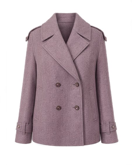 Полупальто - жакет в елочку, цвет "Лепестки розы"