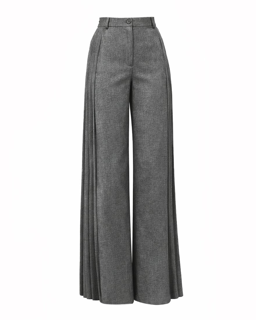 Брюки с плиссированными вставками в цвете темно-серый меланж www.EkaterinaSmolina.ru