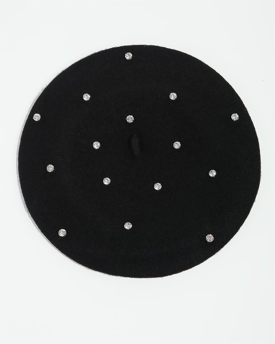 Берет с крупными стразами в черном цвете www.EkaterinaSmolina.ru