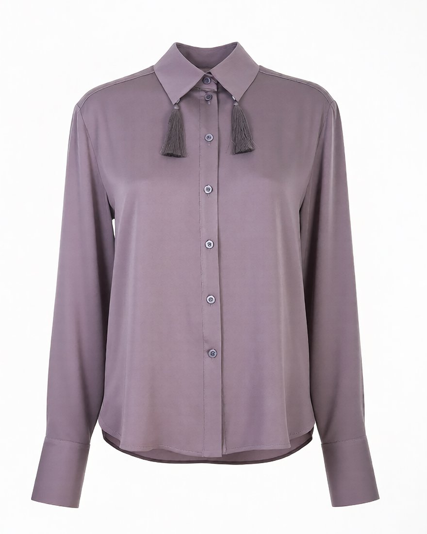 Блуза со съемным шнурком и кистями, цвет «Лиловая дымка» www.EkaterinaSmolina.ru