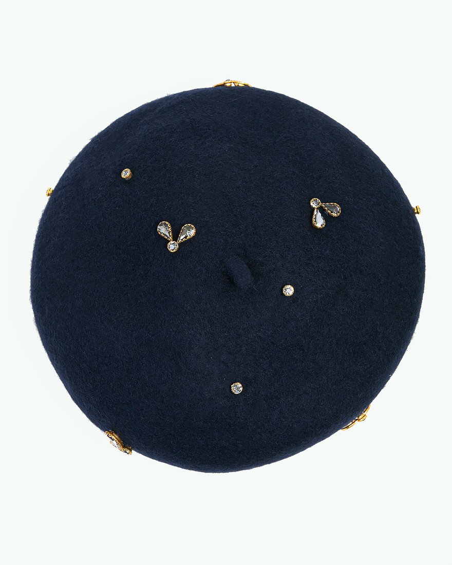 Берет со стразами в темно-синем цвете www.EkaterinaSmolina.ru