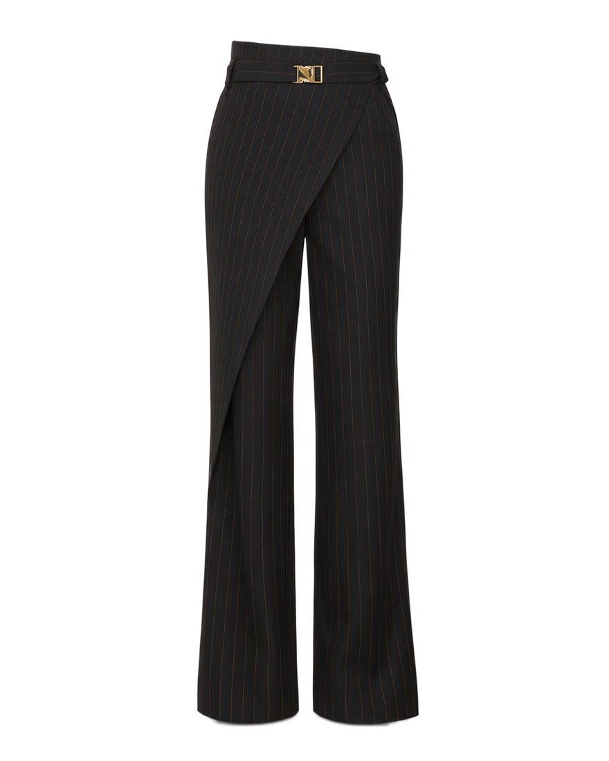 Брюки на запах черного цвета в полоску www.EkaterinaSmolina.ru