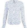 Блуза в цветочный принт с декоративным шнурком и кисточками