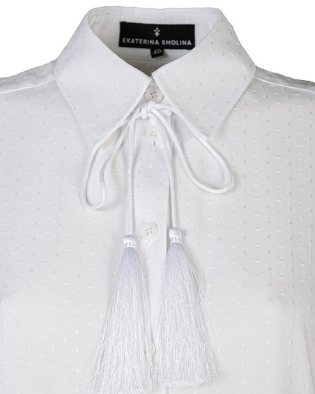 Блуза со съемным шнурком и кистями, цвет «Белый жемчуг»
