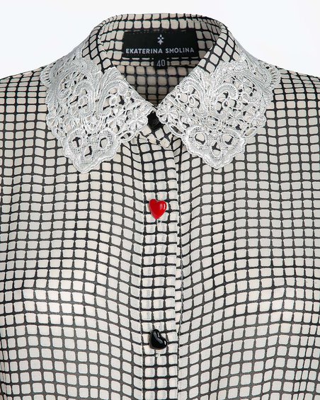 Платье макси с кружевным воротником, бежевое в клетку