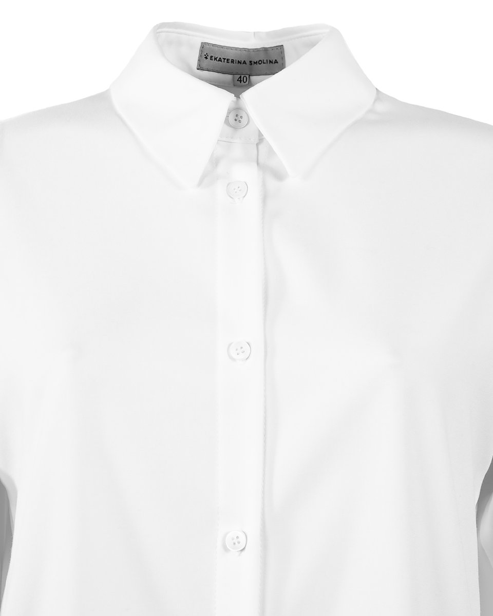 Рубашка с разрезами на рукавах, белая