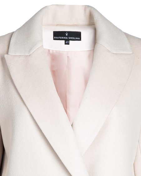 Полупальто-жакет из шерстяного драпа, молочного цвета