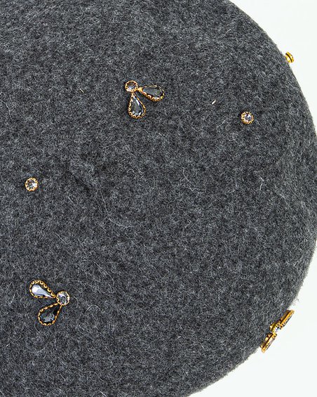 Берет со стразами пчелы в цвете серый меланж