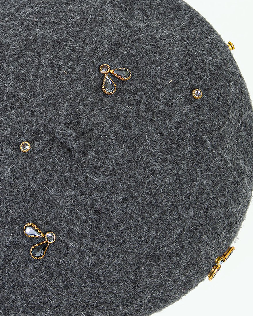 Берет со стразами в цвете серый меланж www.EkaterinaSmolina.ru