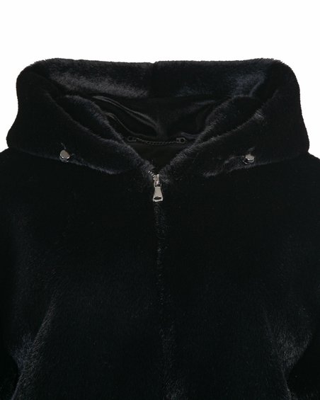 Полушубок из эко-меха, цвета ночного неба