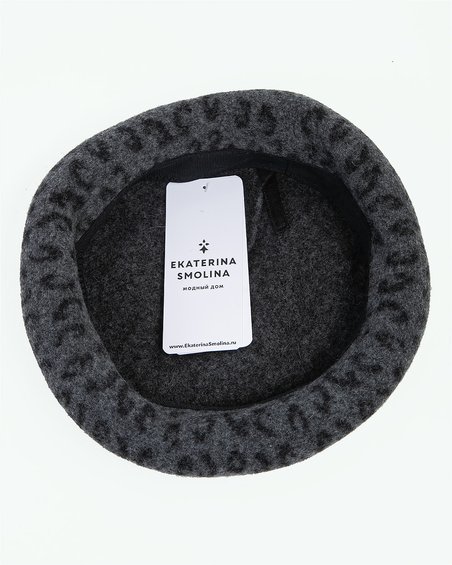 Берет в леопардовый принт, цвет серая дымка
