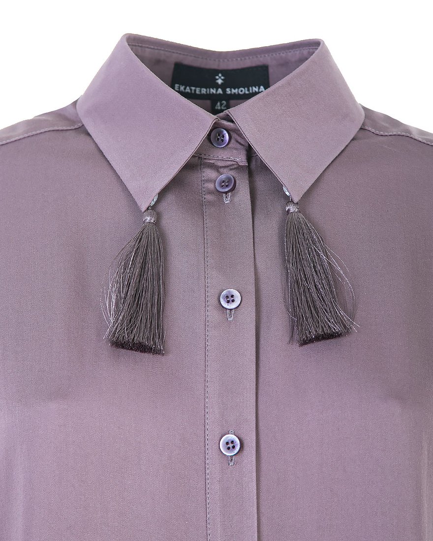 Блуза со съемным шнурком и кистями, цвет «Лиловая дымка» www.EkaterinaSmolina.ru