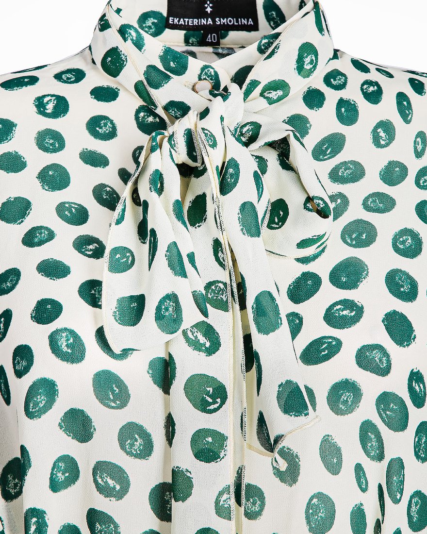 Блуза цвета айвори в зеленых горох www.EkaterinaSmolina.ru