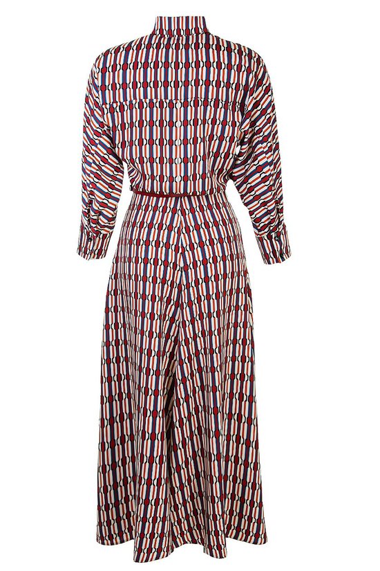 Платье-рубашка с принтом в полоску и ремнем