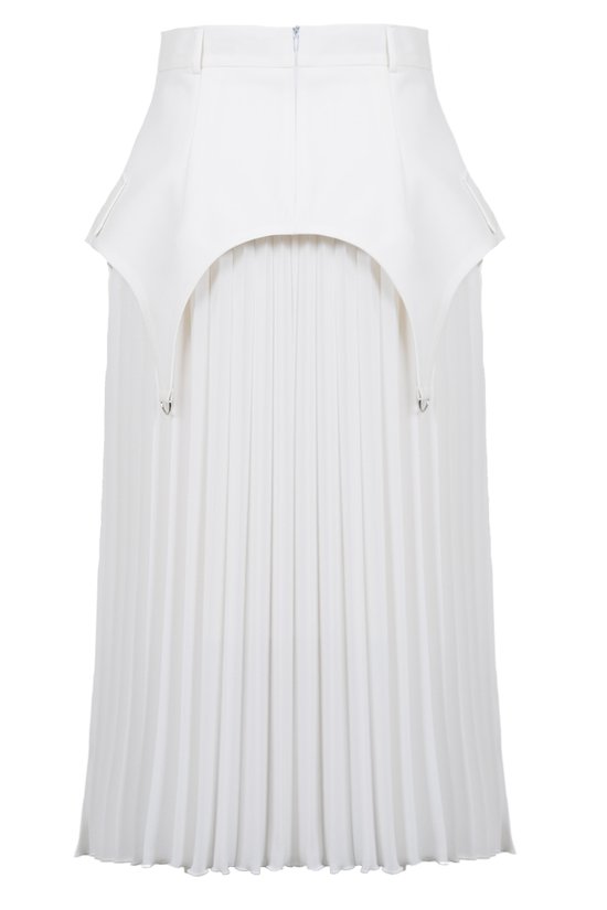 Юбка-гофре со съемной баской белая