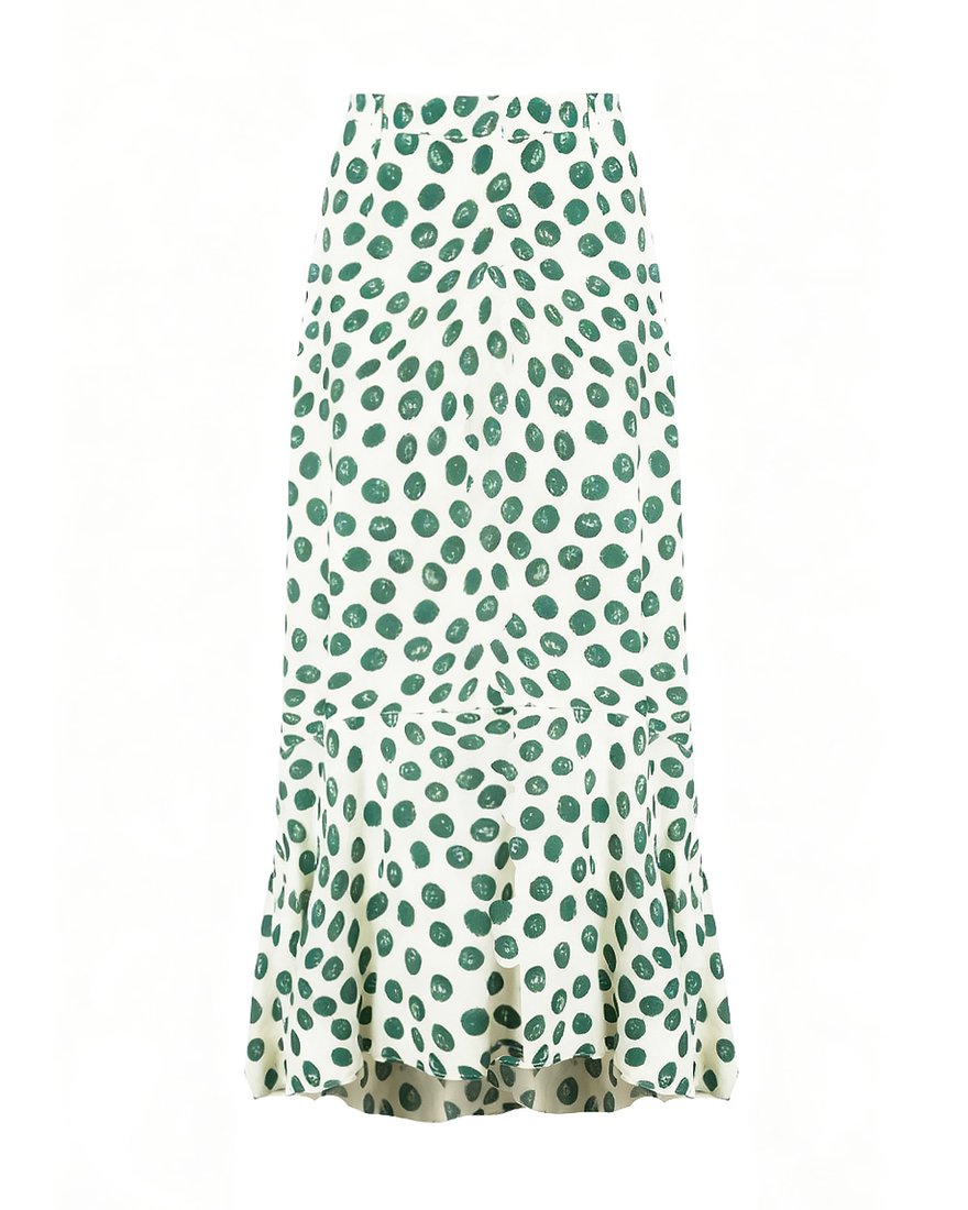 Юбка цвета айвори в зеленый горошек www.EkaterinaSmolina.ru