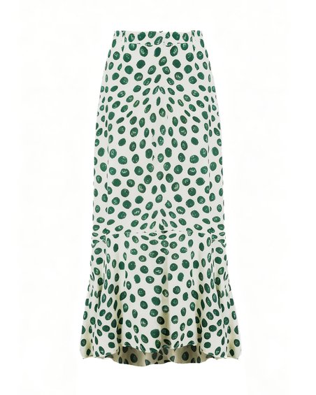 Юбка цвета айвори в зеленый горошек