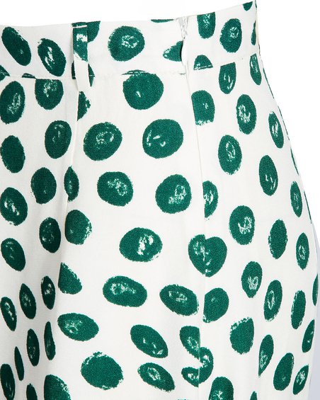 Юбка цвета айвори в зеленый горошек