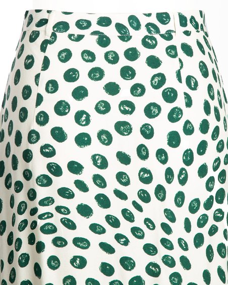 Юбка цвета айвори в зеленый горошек