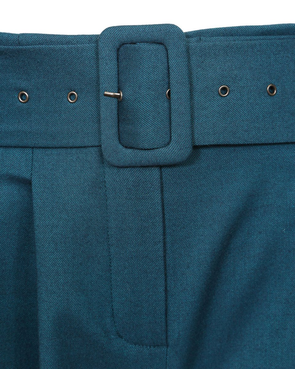 Широкие брюки цвета морской волны, из ткани с шерстью