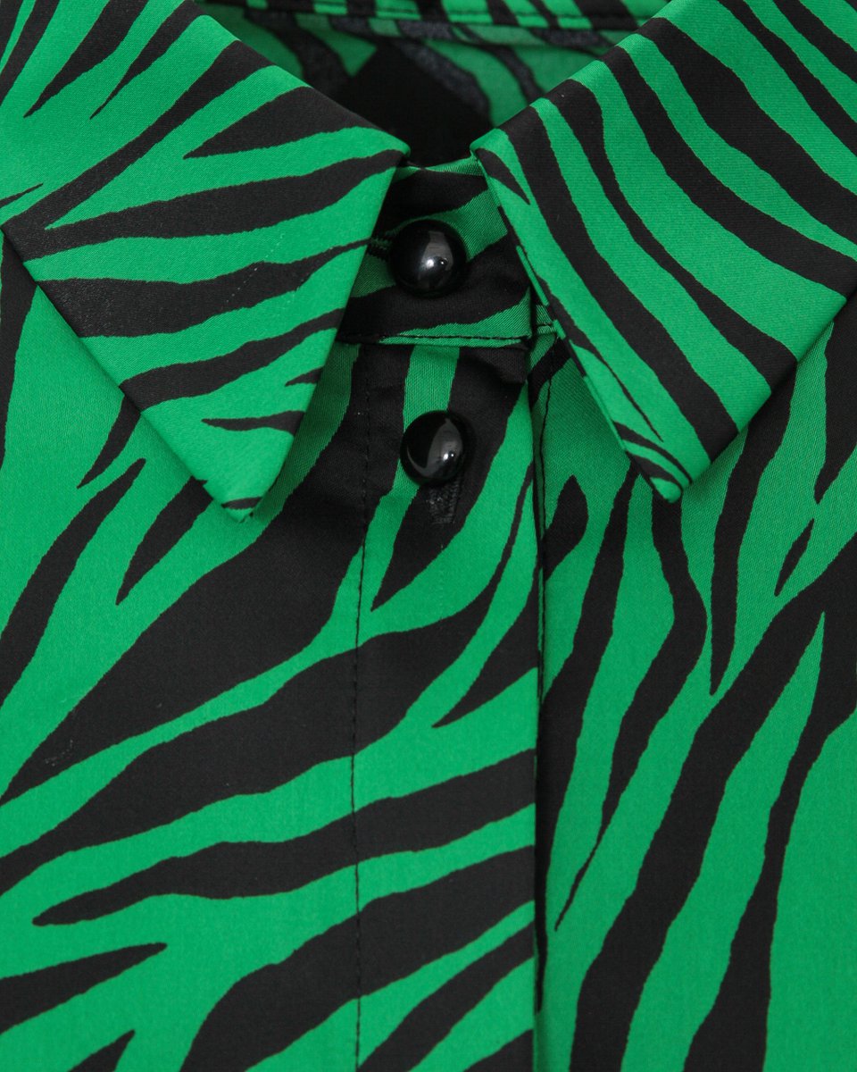 Рубашка в принт зебра, зеленая
