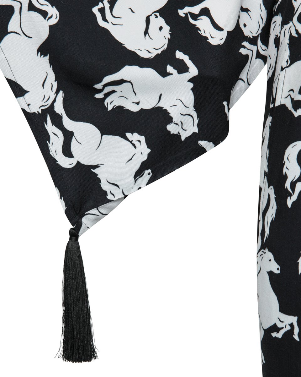 Платье-кимоно в принт "Лошади"