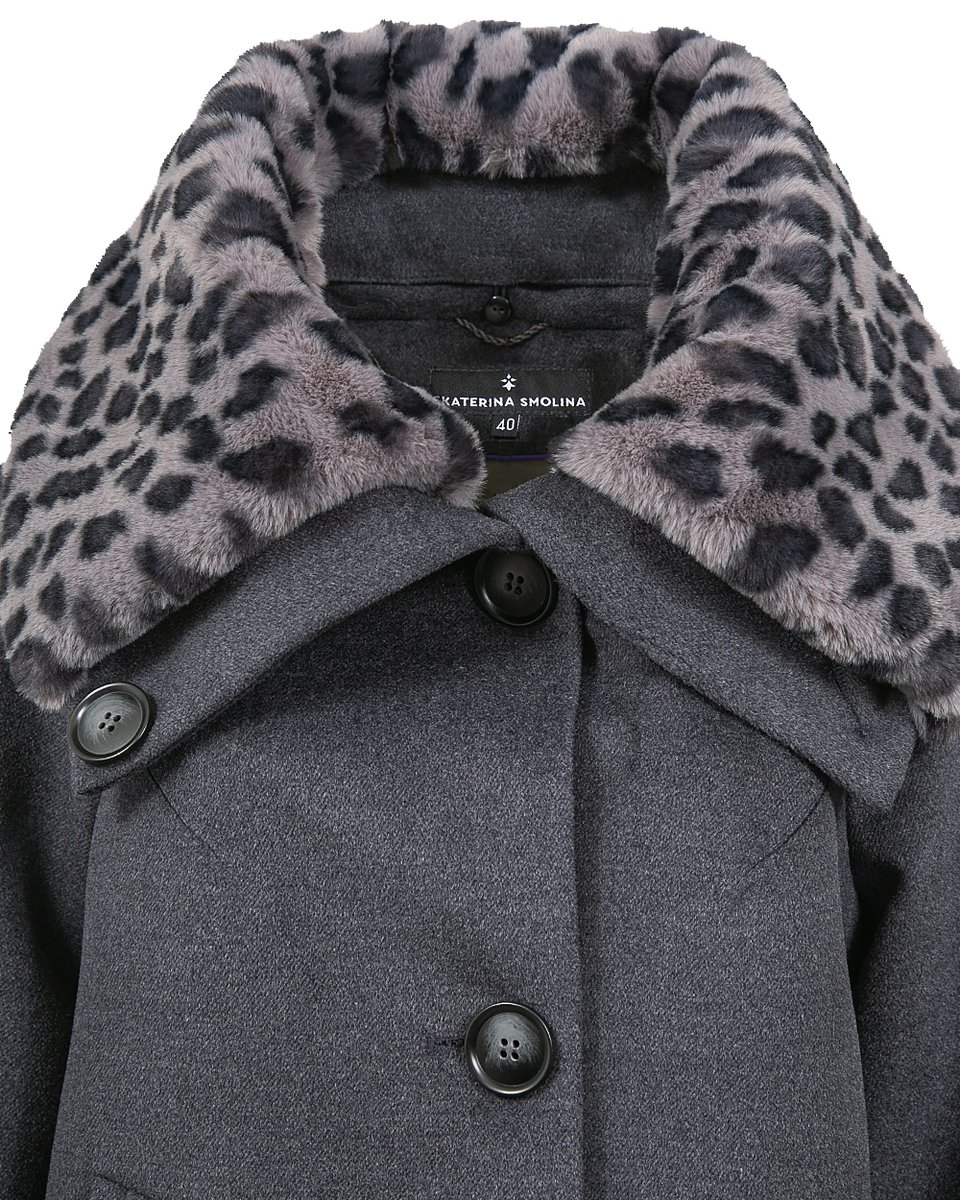Пальто с меховым воротником "Леопард"
