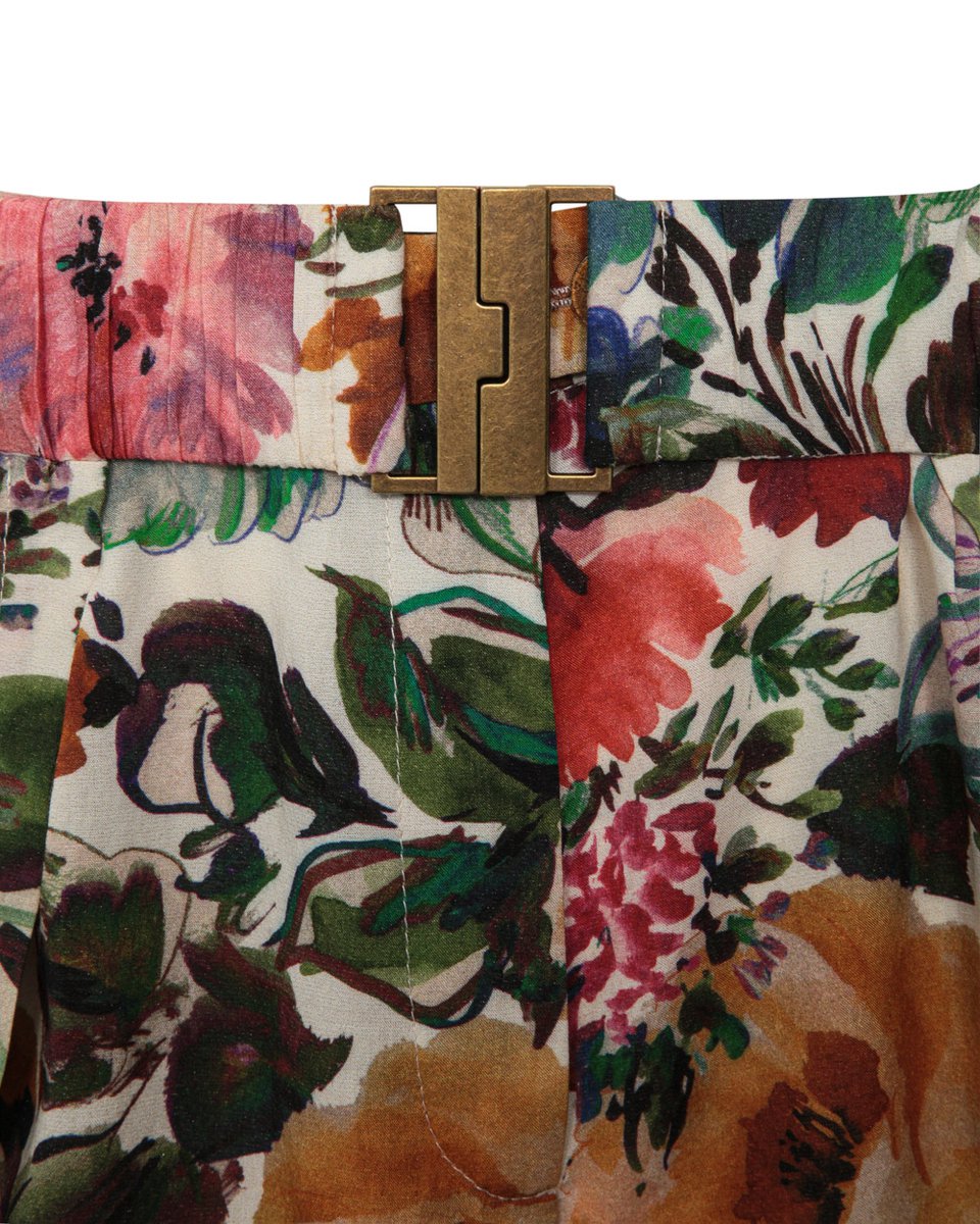 Комплект из ткани в цветочный принт, бежевый