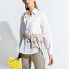 Кожаный пояс молочного цвета с подвесными кармашками